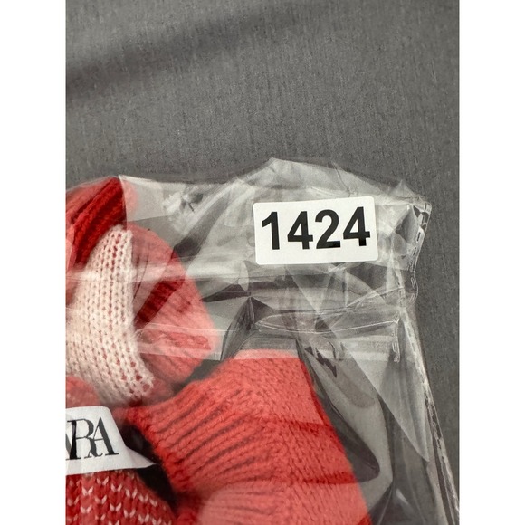 ZARA Sweater Women M Orange White Striped Cropped Academia Preppy Parsian Casual - Picture 8 of 9